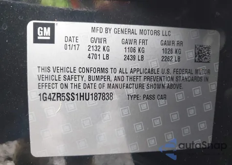 2017 Buick Lacrosse Premium z USA, uszkodzony, nr VIN 1G4ZR5SS1HU187838